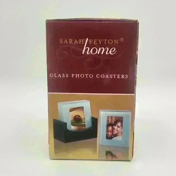 Set of 4 Frosted Glass Photo Coasters with Wood Stand by Sarah Peyton Home - Picture 10 of 14